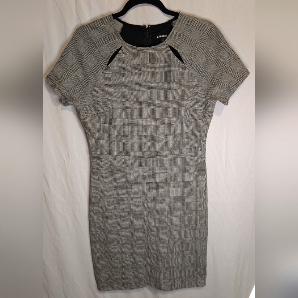 EXPRESS Women's Gray Plaid Dress